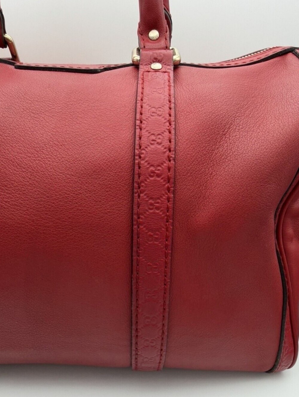 ❤️FLASH SALE!!❤ Gucci Red Joy Boston Bag Guccissima Leather Trim GG Strap - Picture 5 of 11